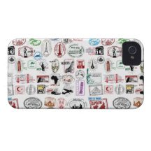 Travel Stamps Pattern Phone Case iPhone 4 Cases