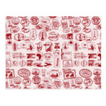 Travel Stamps Pattern Postcard