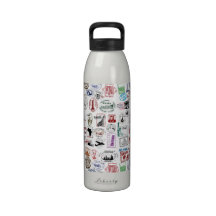 Travel Stamps Pattern Water Bottles