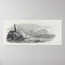 Traveller reading beneath a milestone posters