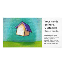 Travelling home flying house fun colourful happy a personalised photo card