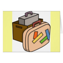 Travelling luggage travel vacation transporting greeting card