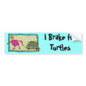 Travelling Turtle - I Brake for Turtles bumper stickers