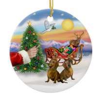 Treat for Two Dachshunds (red/brown) Christmas Tree Ornament