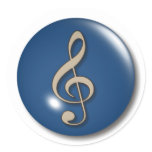 Treble Clef Blue Background Round Sticker