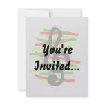 Treble Clef Graphic Black with Red Yellow Green Custom Invitations