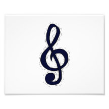 Treble Clef Graphic Design Dark Blue Photo Art