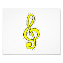 Treble Clef Graphic Design Yellow Photo Print