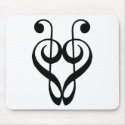 Treble clef heart (black) mousepads