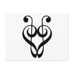 Treble clef heart (black) postcards
