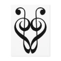 Treble clef heart (black) postcards