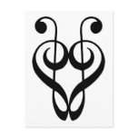 Treble clef heart (black) postcards