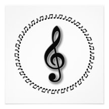 Treble Clef Music Note Design Invitations