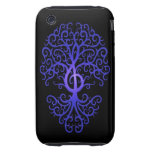 Treble Clef Tree, blue & black iPhone 3 Tough Covers