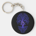 Treble Clef Tree, blue & black Keychains