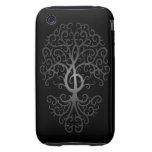 Treble Clef Tree, dark iPhone 3 Tough Cases