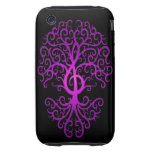 Treble Clef Tree, purple & black iPhone 3 Tough Case