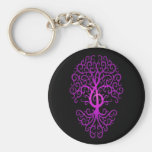 Treble Clef Tree, purple & black Keychain