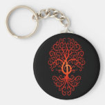 Treble Clef Tree, red & black Keychain