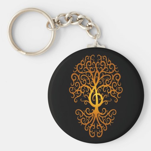 Treble Clef Tree, yellow & black Keychains