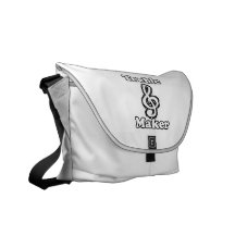 treble maker clef white blk outline music humour courier bag