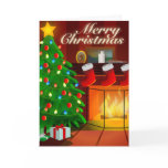 Tree and Fireplace Christmas Card