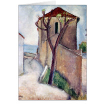 Tree and House by Amedeo Modigliani Cards