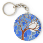Tree and Moon Art Keychain - Blue