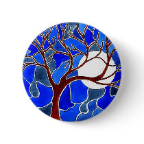 Tree and Moon on Canvas - Blue Pin
