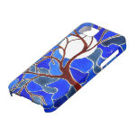 Tree and Moon on Canvas - Blue iPhone 5 Cases