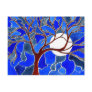 Tree and Moon on Canvas - Blue Postcards