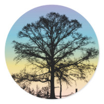 Tree at Sunset Round Sticker