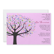 Tree Baptism Christening Custom Invitation pink