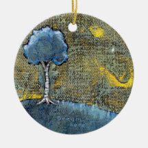 Tree for dreamers fun unique modern landscape art christmas ornament