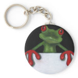 TREE FROG HOLDING SIGN: YOU PICK WORDING keychains