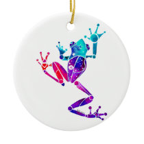 Tree Frog Purple Ceramic Ornament