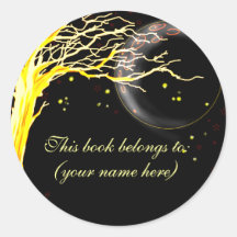 Tree, glowing with fireflies round sticker