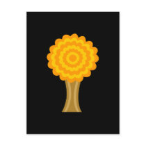 Tree. Golden Autumn colours. Funky Design. Post Cards