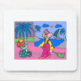 tree hugging clown & broom riding clown mouse pad