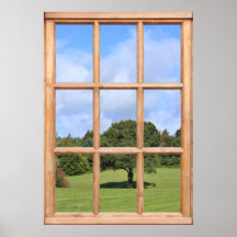 Tree in Countryside View from a Window Posters