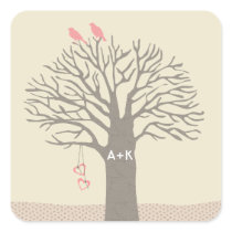 Tree Love Birds Love Initials Custom Sticker