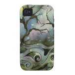 tree night scene full moon silk art painting vibe iPhone 4 cover