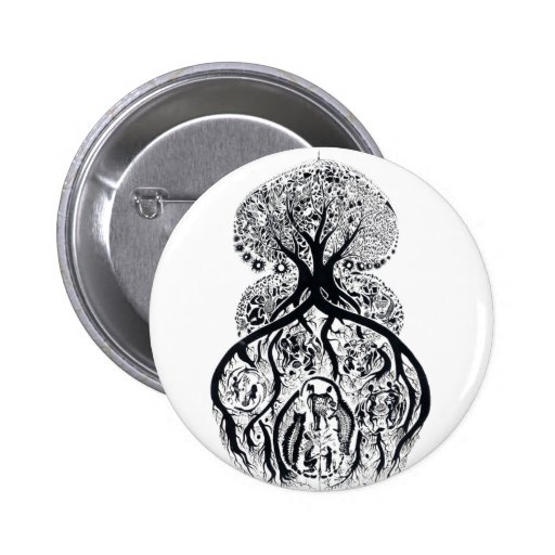 TREE of LIFE - black & white Pin