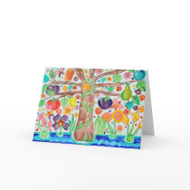 Tree of Life Greeting Card red