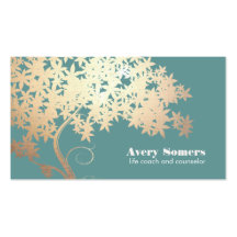 Tree of Life Health and Wellness Teal Business Card Templates