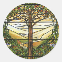 Tree of Life/Tiffany Stained Glass Window Round Sticker
