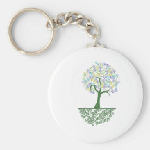 Tree ~ Roots of Life Colourful Scroll Trees Keychain