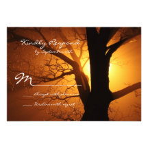 Tree Silhouette Sunset Country Wedding RSVP Cards