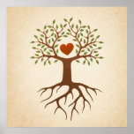 Tree with heart and roots poster