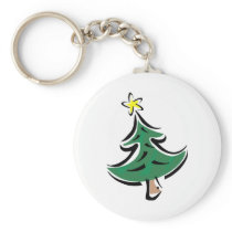 Tree with star on top key chains